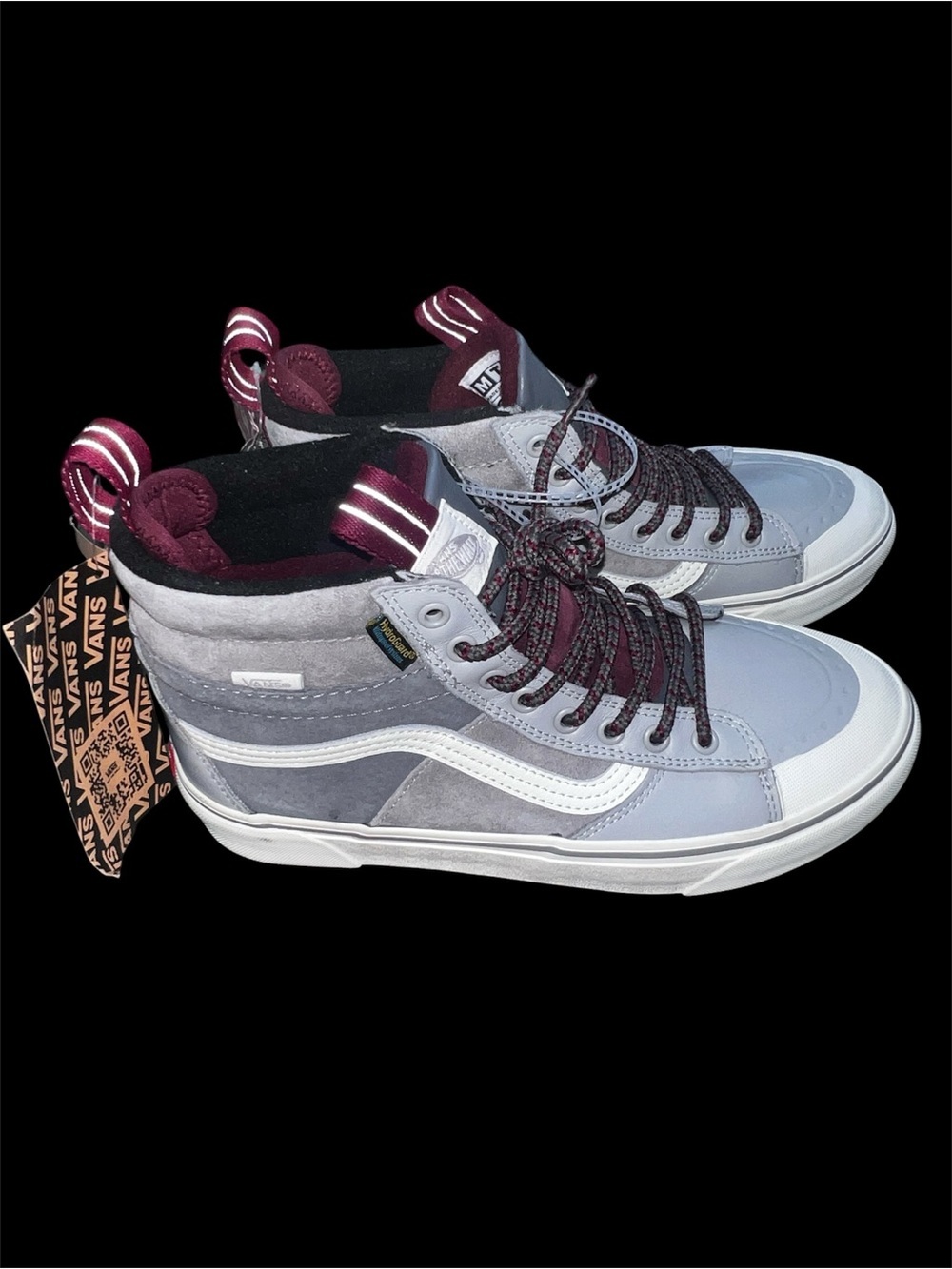 Vans Men's All Track Gray and Burgundy High-Top Sneakers size 8.5 - Picture 4 of 6